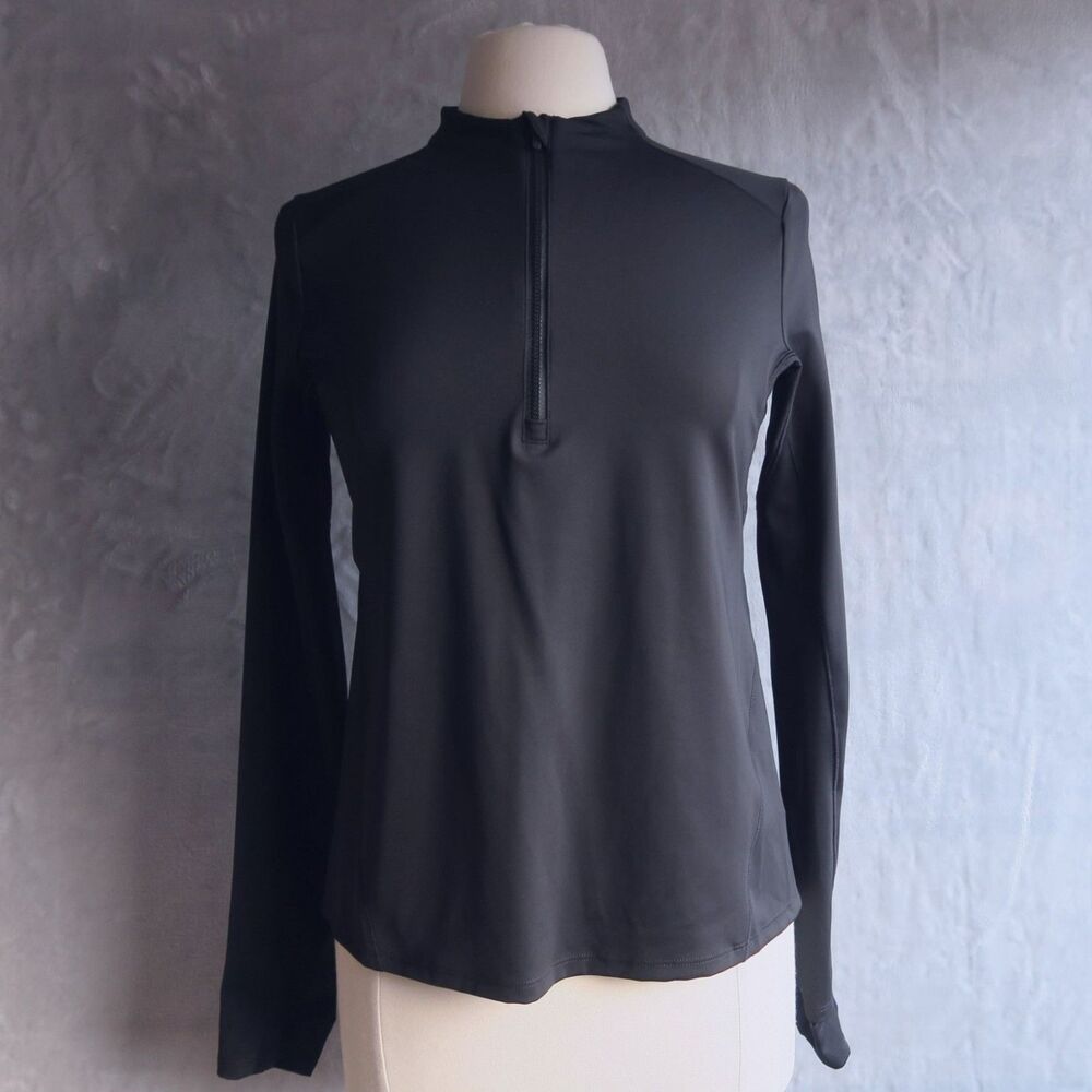 CALIA NWT Pure Black Long Sleeve Pullover 1/2 Zip Sz M Running UPF 50+ Training